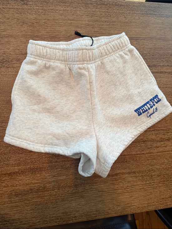 White Fox Boutique Pants - White fox. Gray Athletic Shorts with Blue Logo